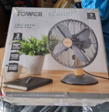 Tower 12" Metal Desk Fan T610000 Scandi Range 3 speed  New Item, Box Damaged