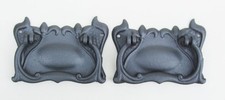 2 x Antique Art Nouveau Pressed Steel Furniture Drawer Handles