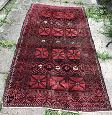 Antique vintage Afghan woven wool rug Turkish Middle Eastern old carpet 43"x 79"