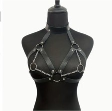 Chest Harness Leather Cage Bra