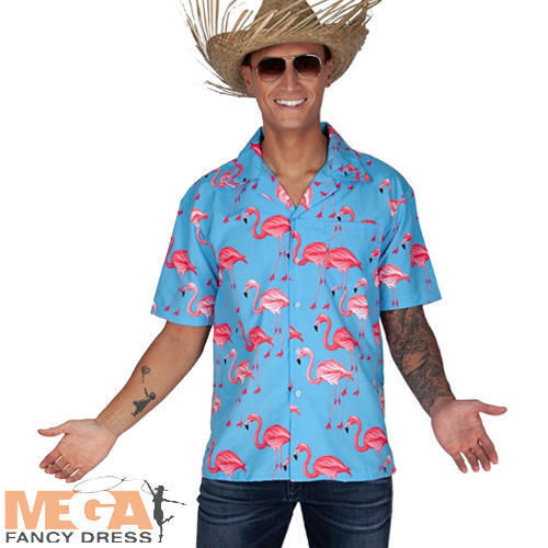 Mens pink flamingo hawaiian - mens,