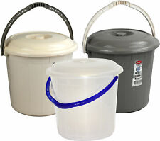 Plastic Bucket with Lid Handle Small Large Storage Bucket Bin Container Measures