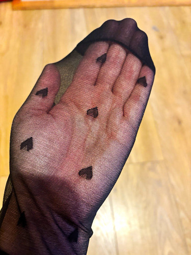 Women black sheer - black, heart