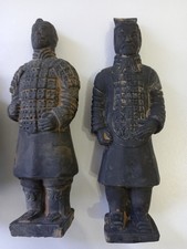 3 vintage terracotta chinese warriors  soldiers figures