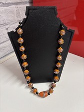 BEAUTIFUL VINTAGE ORANGE WEDDING CAKE NECKLACE ( Murano Venetian beads).