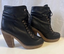 Next Victorian Steampunk UK 6 39 Black Leather Gothic Lace Up Ankle Block Boots