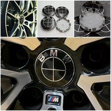 BMW ALLOY WHEEL BLACK CENTRE CAPS 68mm SET OF 4
