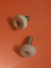 Pair White Number Plate Screws