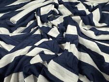 Soft Handle Single Jersey Fabric, Per Metre - Slub Stripe - Navy Blue & White