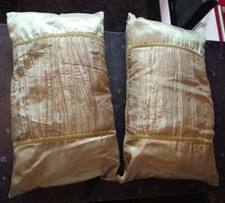 PAIR RECTANGULAR DECORATIVE CUSHION/PILLOWS OLIVE GREEN OUTER ZIP COVER (X2)