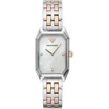 EMPORIO ARMANI AR11146 LADIES TWO TONE MOTHER OF PEARL DIAL WATCH. NEW
