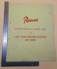 Rekord Instructions Parts List