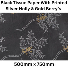 Tissue Paper Christmas Holly Printed Wrapping   Patterned 4 Colours Gift Wraps
