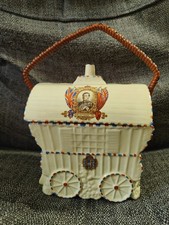 EDWARD VIII BURSLEM PARROTT & CO GYPSY CARAVAN SHEPHERD'S HUT BISCUIT BARREL
