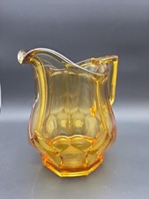 Beautiful Vintage Amber Pressed Glass Water Jug Pitcher