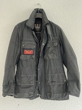 Mens Barbour International Union Jack Badge Black Jacket, Small Quilted