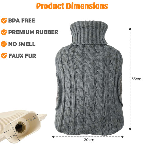 Hot water bottle with cover - water,