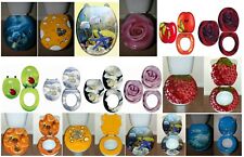 Designer Novelty Printed MDF Toilet Seat White Rose & Dolphin Designs