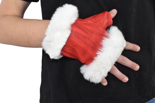 Red leather gloves genuine - gloves, |
