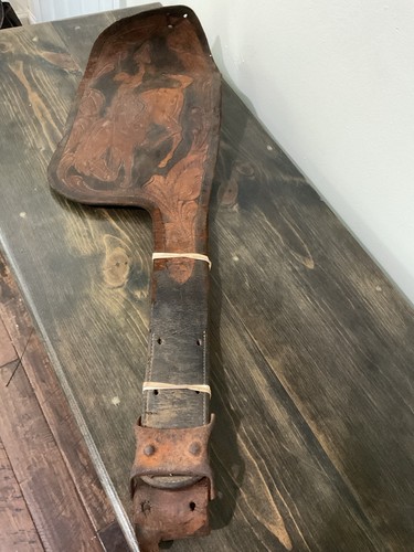 Engraved leather cowboy - leather,