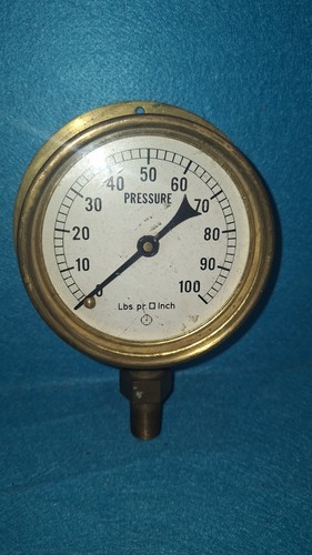 Antique pressure gauge brass - pressure,
