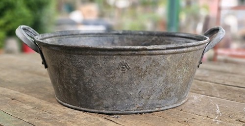 Vintage english galvanised tin - galvanised,
