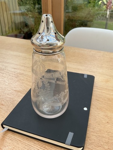 Antique etched glass - glass, sugar