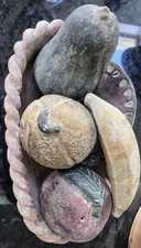 Vintage Mexican Clay Terracotta Pottery 6-Piece Fruit And Bowl Set Hand-Painted