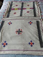 2 x Vintage Hand Embroidered Cushion / Pillow Covers. Eastern Tribal Designs.