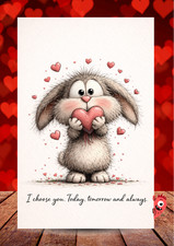 Cute Rabbit Holding Heart -