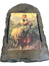 Rustic Slate Wall Art Sheep Painting Decorative Mural 13x8 Inches