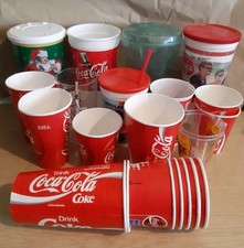 22 X Vintage Coca Cola Coke Plastic & Paper Cups 1990's UK & Foreign Editions