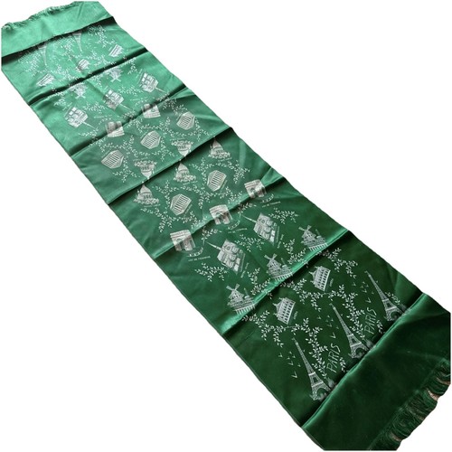 Paris themed scarf green silky - themed,