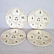 Swinnerton's Springtime Side Plates x 4. 1950s. Black & White Poodle. 7" size.