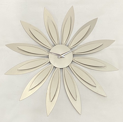 Flower wall clock - flower, silver