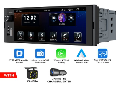Single din car radio bluetooth - radio,