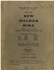 HILLMAN MINX S1 S2 S3 3A SALOON CABRIO ESTATE ORIG. 1960 FACTORY PARTS CATALOGUE