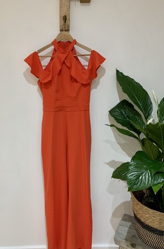 Lipsy red high neck frilled - red,