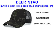 DEER STAG CAP BLACK CAMO WITH