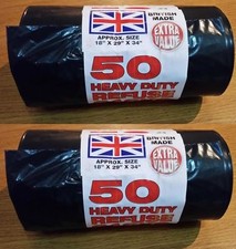 100 HEAVY DUTY BLACK REFUSE SACKS STRONG THICK RUBBISH BAGS BIN LINERS