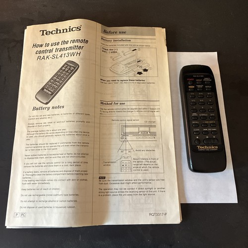 Technics rak sl413wh remote - technics, rak-sl413wh