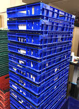 6 Deep Bale Arm Trays, Bail Arm Crate, 60 x 40 x 30cm, Blue Hard Plastic STORAGE