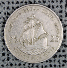 1989 25 Cents East Caribbean