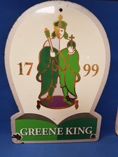 Vintage Original Greene King Enamel Advertising Sign - some damage
