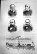 Antique Old Print Burmah Expedition Woon Bhamo State Canoe Lord Compton 1886