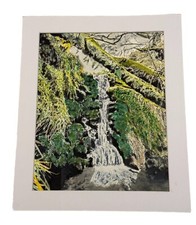 Mark Leary Dartmoor Art Watercolour Painting Of Cadover Waterfall