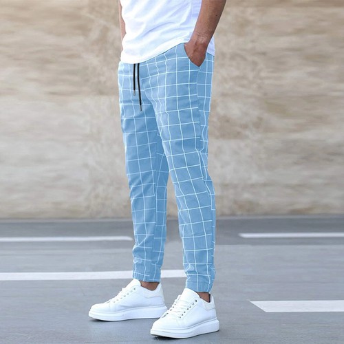 Fashion plaid print pants - plaid,