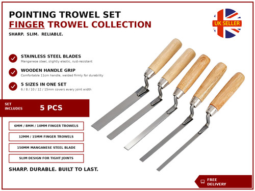 Finger pointing trowel - set, 5pc