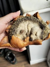 Stunning Baby Hedgehog Ornament In A Leaf