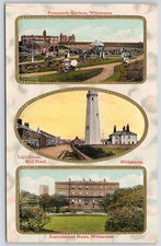 Withernsea lighthouses nr Hull Yorkshire Postcard PP ey 25
